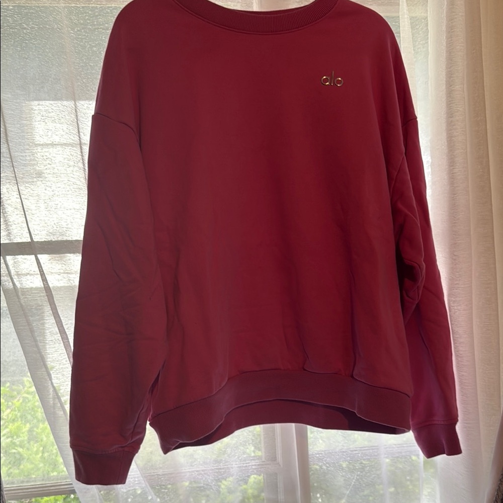 ALO Yoga Pink Crew Neck Sweater with Ribbed Details